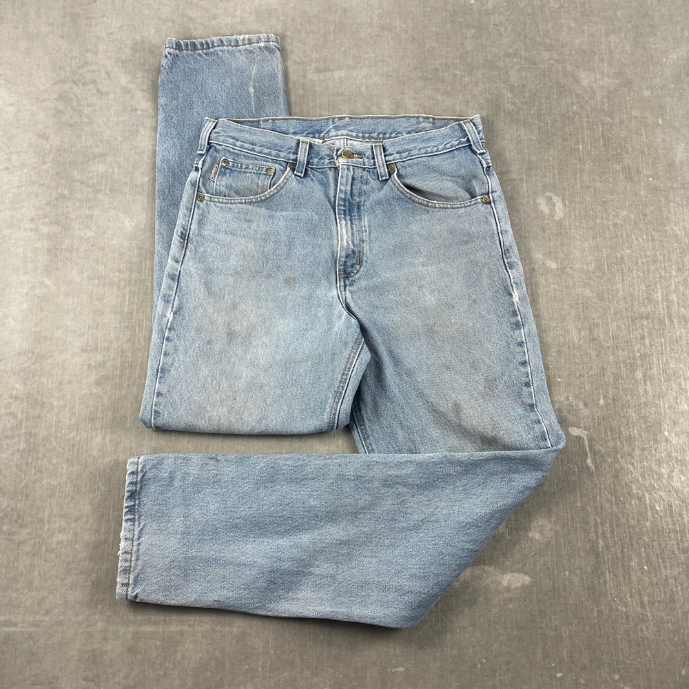 Carhartt Mens 33x32 Light Wash B18 STW Traditional Fit Distressed Denim Jeans